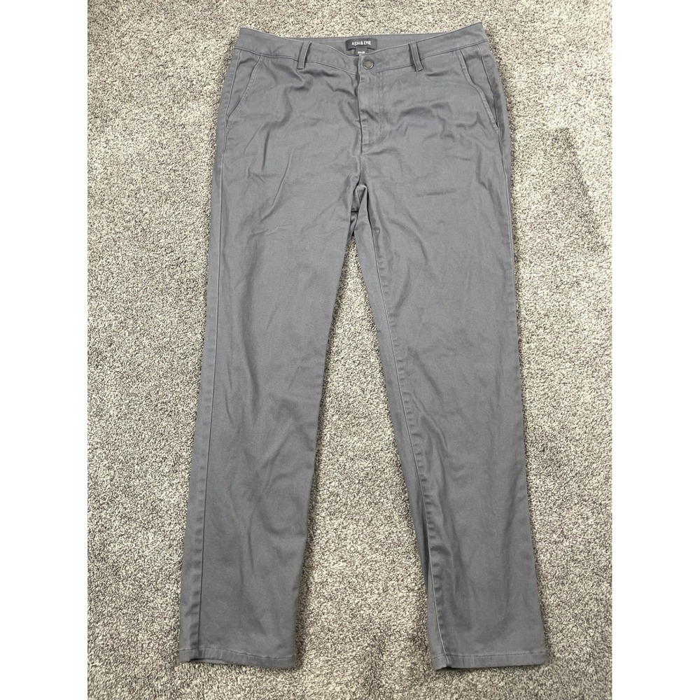 Ash & Erie Pants Mens 33 x 29 Gray Chino Ankle Preppy Classic Everyday Work
